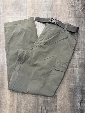 Cabela's Men's Olive outdoors cargo pants with web belt and 6 pockets